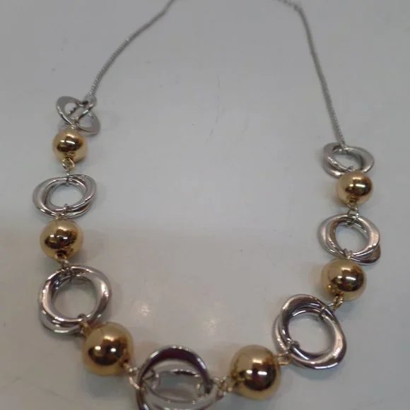 Cato Goldtone & Silvertone Large Link & Ball Necklace Adj to 19" - Picture 8 of 11